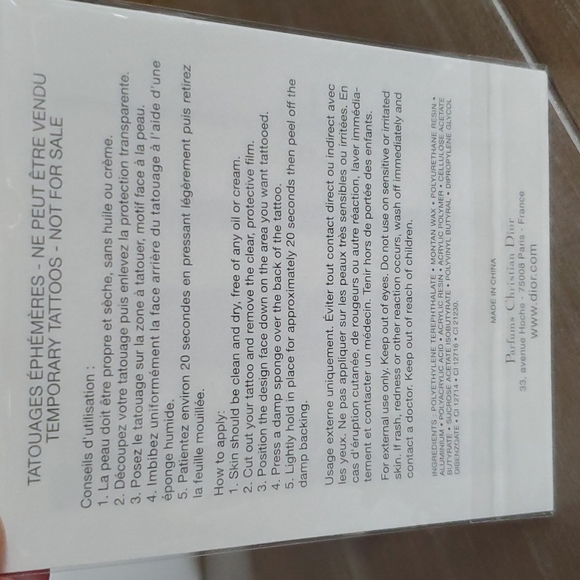 New never used DIOR J'adore bundle Dior badge/ brooch & Dior temporary tattoos - Picture 3 of 9